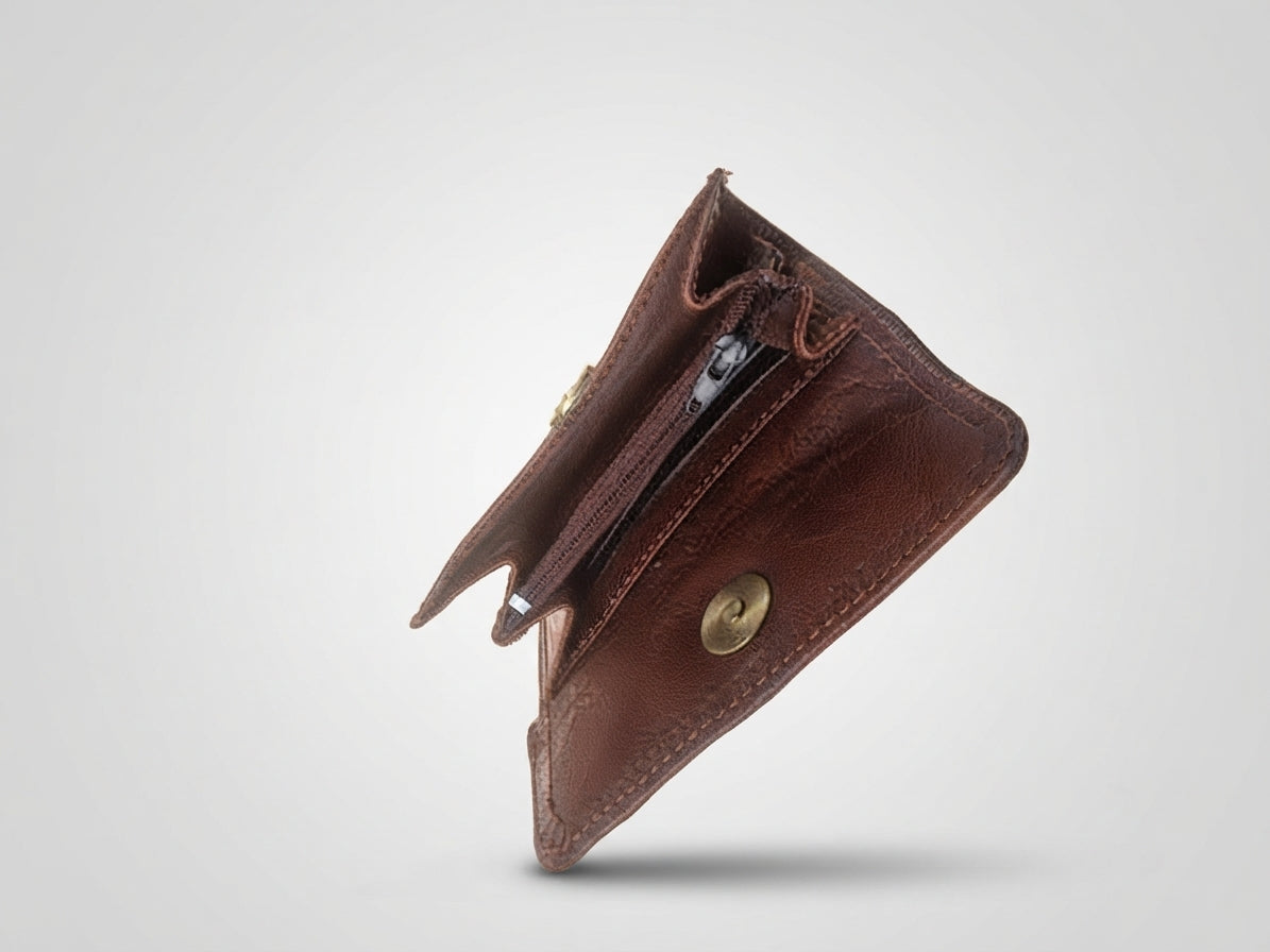 Cartera Compacta de Cuero Genuino (13x8 cm)