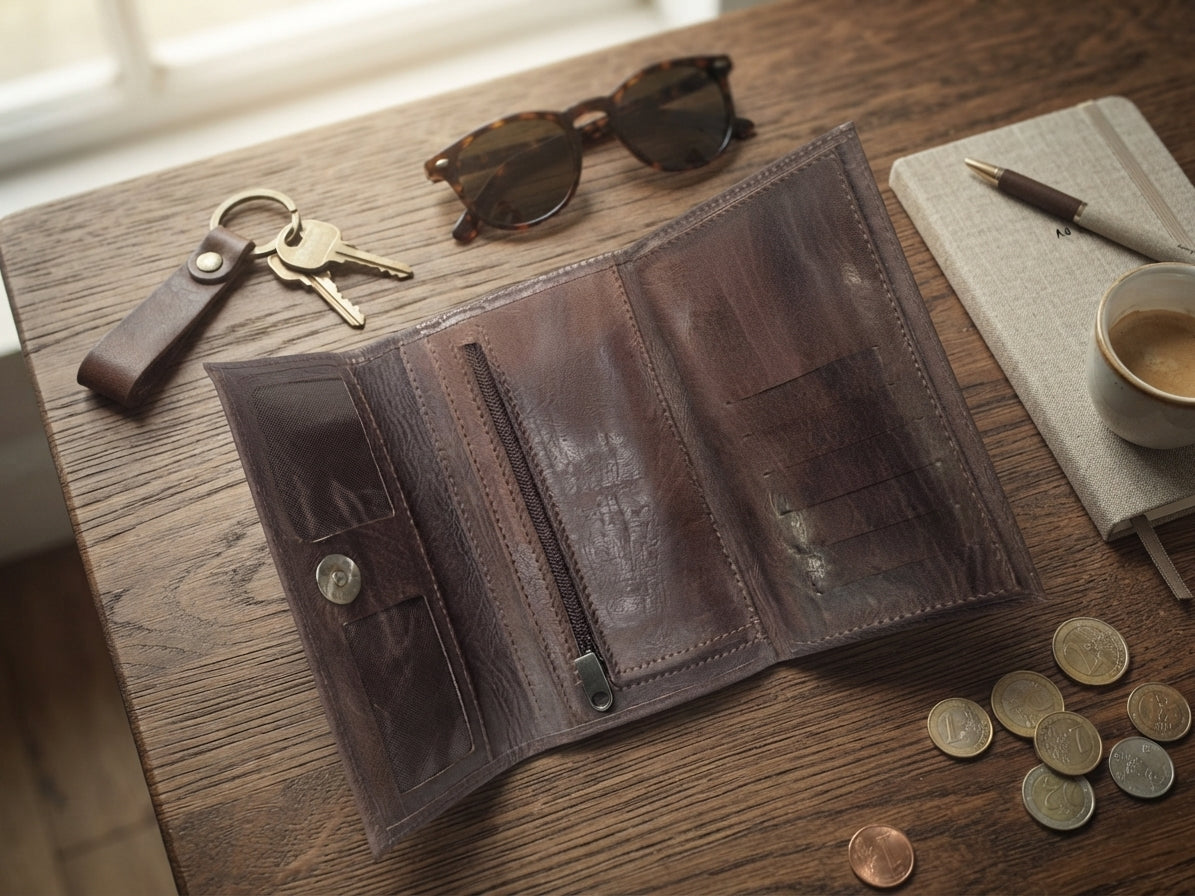 Cartera de Piel Elegante para Mujer – Gran Capacidad y Cierre de Solapa (18x11 cm)