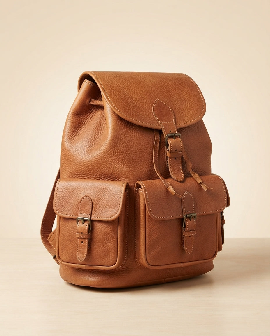 Mochila de Cuero Genuino Estilo Vintage 1 — Hecha a Mano