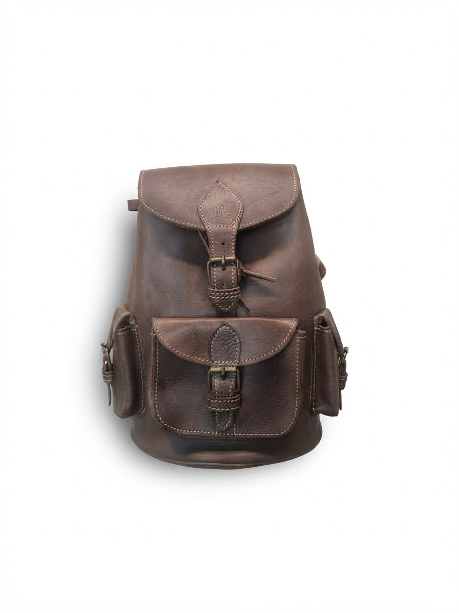 Mochila de Cuero Genuino Estilo Vintage — Hecha a Mano