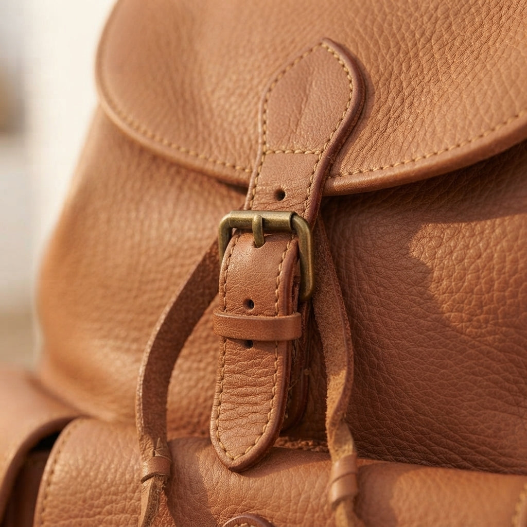 Mochila de Cuero Genuino Estilo Vintage 1 — Hecha a Mano