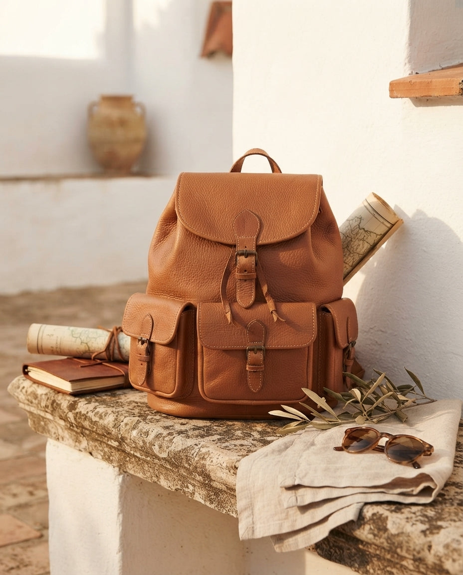 Mochila de Cuero Genuino Estilo Vintage 1 — Hecha a Mano