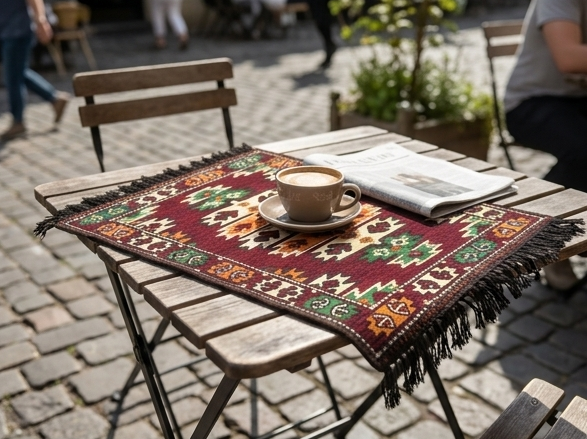 Alfombra Tribal Vintage 100x60 cm - Tejido Plano con Flecos