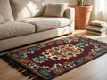 Alfombra Tribal Vintage 100x60 cm - Tejido Plano con Flecos