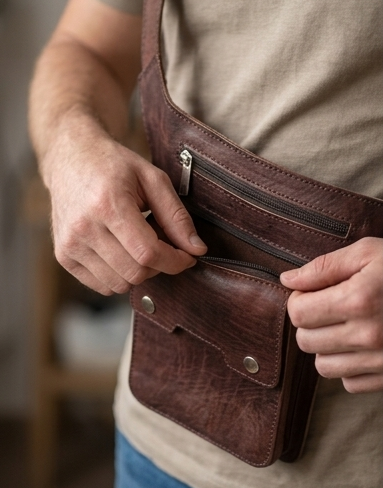 Riñonera de Cuero Artesanal Vintage | Bolso de Cintura Piel